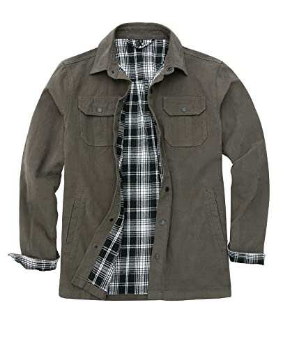 Image of ZENTHACE Men's Full Flannel Lined Shirt Jacket, Heavy Washed Rugged Cotton