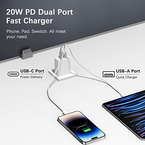 [2 Pack] Usb C Wall Charger【Apple Mfi Certified】 Dual Port Pd Power Adapter Fast Charging Block For Iphone 14/14 Pro/14 Pro Max/14 Plus/13/12/11, Xs/Xr/X, Ipad, Google Pixel, Samsung Galaxy And More #TOP1