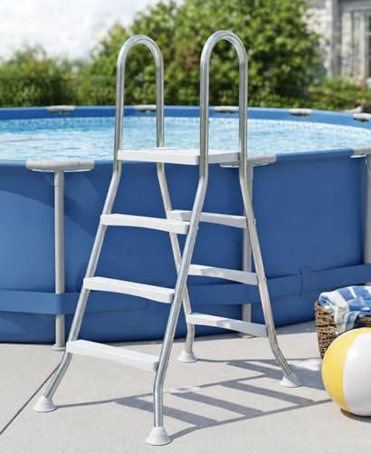 Escalera para piscina de acero inoxidable 3 peldaños 43 pulg miniatura 1