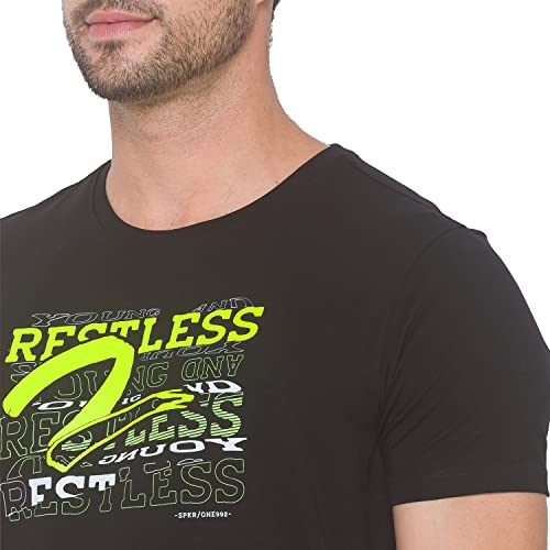 Image of spykar Men's Cotton Blend Slim T-Shirts