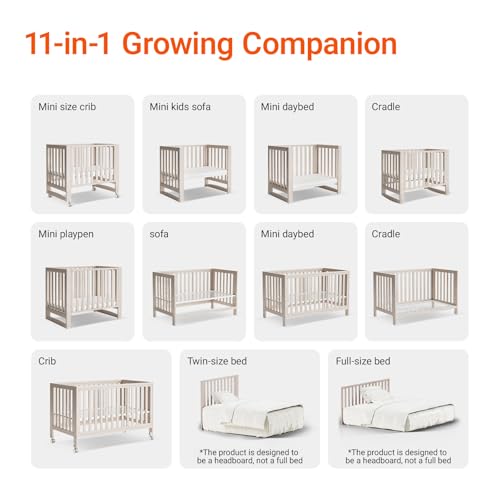 Image of MAMAZING EvoNest 11-in-1 Convertible Baby Crib with Wheels