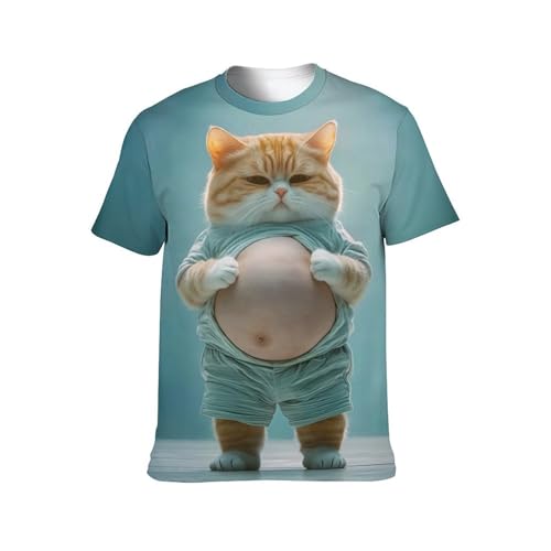 Imcanpen Mens Novelty 3D Cat Print Shirt Cute Graphic T-Shirt Summer Casual Short Sleeve Top Multicolor3 M