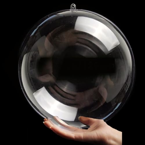 200mm Extra Large Clear Ball Ornaments,7.8 inches Fillable Christmas Balls,Clear Plastic Separate Transparent Christmas Balls for DIY Crafts Christmas Wedding Party Decor 2Packs