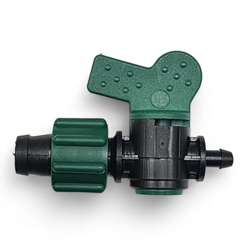 USA Made Premium Drip Tape 5/8 Tubing x 1/4 Barb Adapter Irrigation Connector Fitting With Shut Off Valve (5)