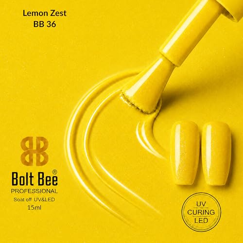 Image of Bolt Bee yellow Color Gel Nail Polish Soak Off UV Gel 15ML DIY at Home Manicure Salon Nail Art