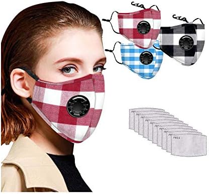 Washable Face Bandanas with Breathing valve and a Hook, Reusable Mouth Cotton 3Pcs with 10Pcs Filter- Tdo0010