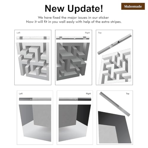 Image of Mahomade Trending 3D Cube Illusion Wall Art, 20x20 inches, Geometric Optical Illusion Vinyl Wall Decal for Wall & Ceiling | Self-Adhesive Peel & Stick | Modern Room Decor (Design 2)