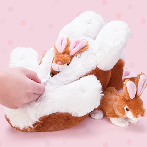Prextex Plush Bunny Rabbit with Zippered Pouch for Little Baby Bunnies, Bunny Stuffed Animal, Easter Bunny Stuffed Animal, Stuffed Animal with Babies Inside - Perfect for Easter Gift and Easter Basket - Image 4