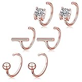 18K Rose Gold Plated 925 Sterling Silver Half Hoop Earrings Set Small 3 Pairs Sleep Huggie Hug Hoops Open Hugger Hoop Earrings Tiny Cartilage Earring for Women