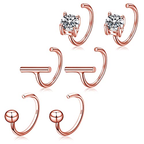 Image of CHIC & ARTSY 925 Sterling Silver Half Hoop Earrings for Women, Small Huggie Hoops Set with Ball Bar Star Moon Cross & Pearl, Lightweight Comfort Fit Everyday & Sleep Earrings
