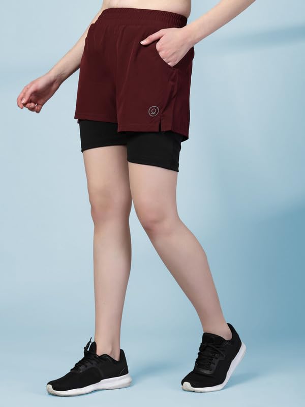 Image of CHKOKKO Gym Shorts for Women Workout Sports Running Quick Dry Fit Double Layer Inner Compression with Pockets Breathable Lightweight Wear