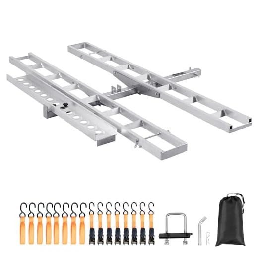 VEVOR Motorcycle Carrier, 2-Bike 600 LBS Aluminum Motorcycle Carrier Hitch Mount, Loading Ramp, Scooter Dirt Bike Trailer Hauler, Ratchet Straps and Stabilizer, for Car, Truck with 2" Hitch Receiver