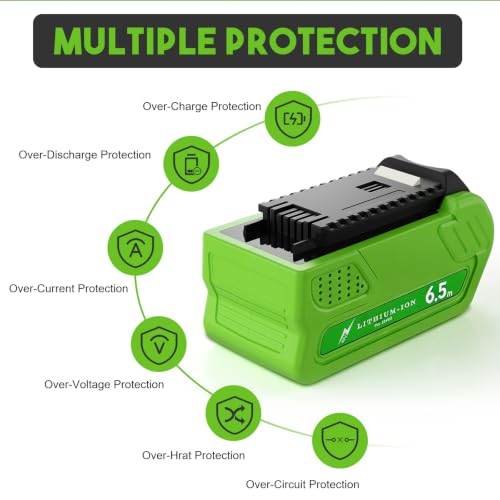 Image of Bonacell 2Pack 6.5Ah Replacement for Greenworks 40V Battery 29462 29252 20202 22262 25312 25322 20642 22272 Compatible with Greenworks 40V Cordless Power Tools