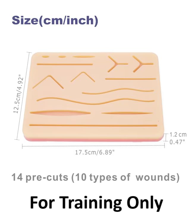 Image of 32 Pcs Suture Practice Complete Kit for Medical Students Nurse Training Silicone Skin Pad Stainless Suturing Tools Thread Needles Demonstration Learning Set (32)