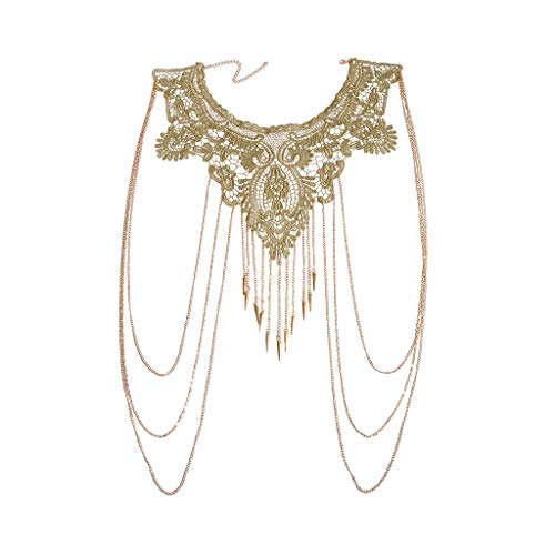U-K - U-K Collier plastron chic vintage en dentelle pour femme - Bijou de corps - Doré