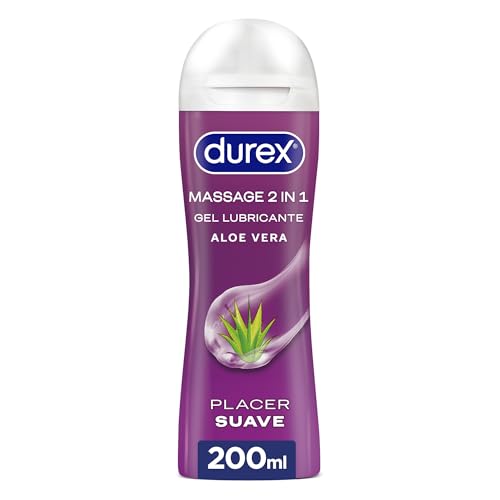 Durex Play Massage Gel Lubricante 2 en 1, Gel de Masaje y Lubricante con Aloe Vera 200 ml