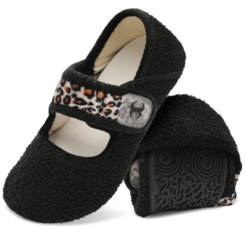 Scurtain Black House Slippers for Women Men Bunion Neuropathy Edema shoes Fall Winter Slide Slippers Lazy Slip On Sock Slippers Soft Bedroom Slippers Non Slip by Scurtain - Image 7