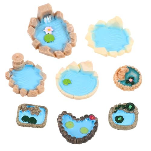FONDOTIN 8pezzi Mini Giardino Decorativo Da Pz Di Fiori Di Loto Artificiale Per Decorazione Di Laghetti Miniaturizzati e Ambienti Esterni Piante Galleggianti Per Casa e Ufficio
