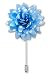 Men's Lapel Flower Handmade Boutonniere Pin for Suit - Polka Dot Mums (Light Blue)