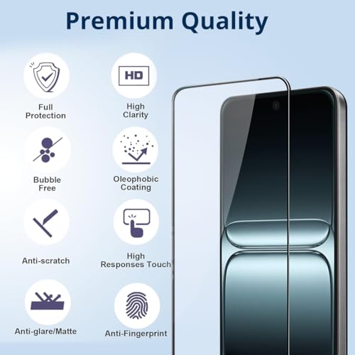 Image of Czartech Tempered Glass For OnePlus 15R Screen Protector | 9H Hardness | Full Coverage Black Border | Edge to Edge | Anti Scratch | Bubble Free | Case Friendly | HD Clear,Pack Of 2