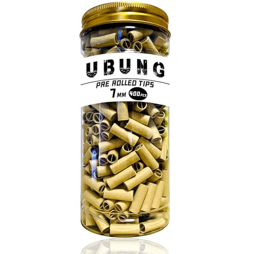 UBUNG 400 Pcs 7mm Pre Rolled Tips, Unbleached Rolling Paper 