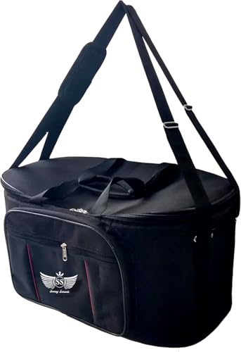 Image of Swag Swank Heavy Padded Tabla Bag, Black with Red Interior, Multiple Storage Compartments, Adjustable Strap