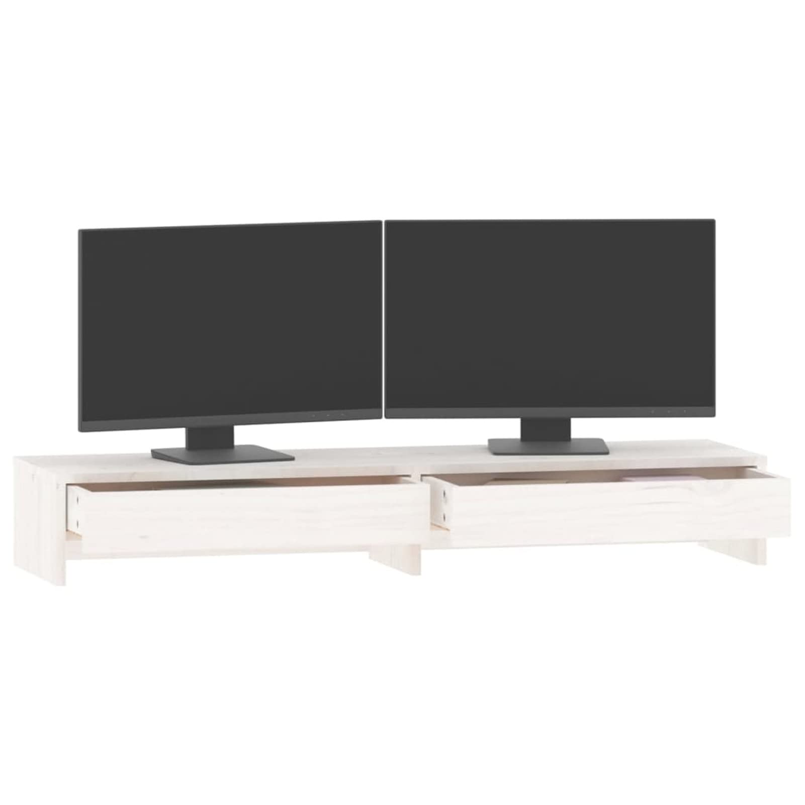 ShGaxin Stojak na monitor, stojak na ekran komputera, akcesoria biurowe, stojak na monitor biurko, podstawa monitora, akcesoria biurkowe, lite drewno sosnowe białe 100 x 27 x 15 cm