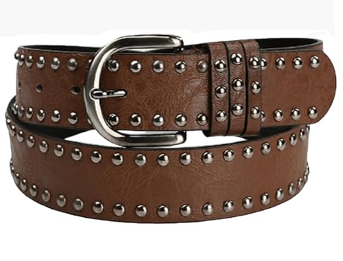 Women-Men-Western-Belt Cowgirl-Cowboy-Studded-Leather-Belt for Jeans Pants