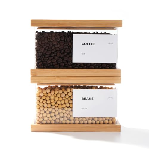 APT 1101 Dispensador de alimentos de bambú | Organizadores y almacenamiento de cocina | Organizadores herméticos de despensa y contenedor de almacenamiento | Cereales, arroz, harina, almacenamiento de