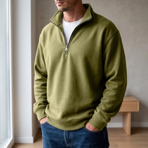 Fleece Sweatshirt Men Comfy Quarter Zip 1/4 Zip Pullover Sweat Shirts - image 2