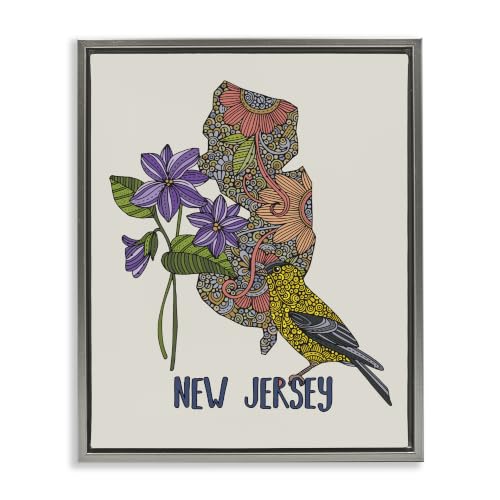 New Jersey Detailed Pattern, 17 x 21 Inch Canvas in Floater Frame