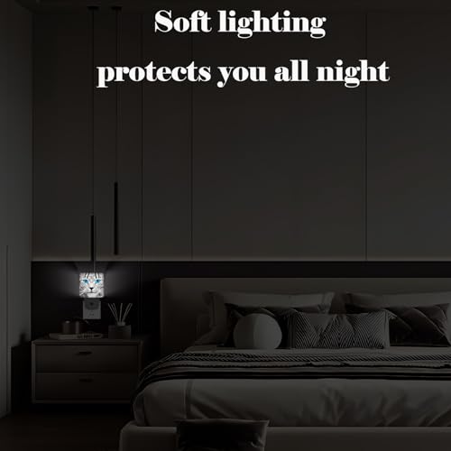 Image of Blue Eyes Cat Night Light,Plug Into Wall with Dusk to Dawn Light Sensors, Warm Nightlights for Bedroom, Bathroom, Hallway, Kitchen, Gifts Ideal for Boys Girls Women Men