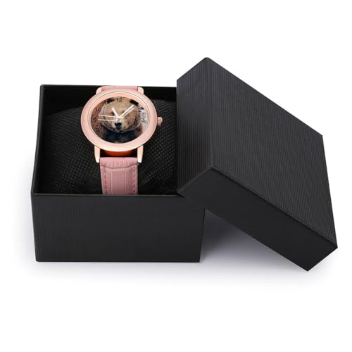 Alberta Grizzly Bear Classic Watches for Women Funny Graphic Pink Girls Watch Easy to Read3