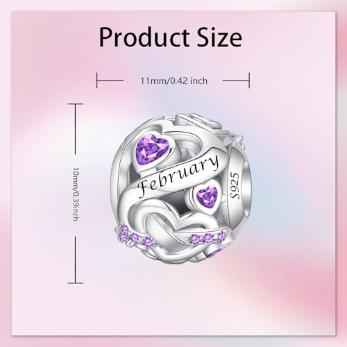 Image of Birthstone Charm 925 Sterling Silver Charms fits Bracelets and Necklace Pendant Bead Happy Birthday Charms Jewelry Present for Women Family Friends