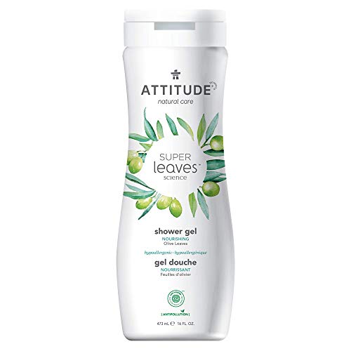 ATTITUDE Nourishing Body Wash, for Dry & Sensitive Skin, EWG Verified, Hypoallergenic, Vegan, Cruelty Free, Olive Leaves, 16 Fl Oz (11293)