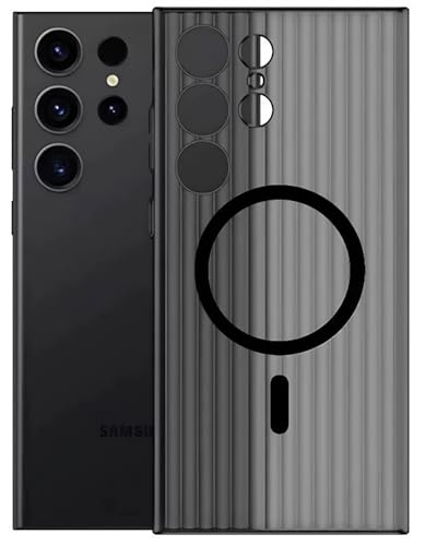 Image of Kapa Matte Magnetic Wave Grip Back Cover for Samsung Galaxy S25 Ultra | [MagSafe Compatible] Wireless Charging, Slim, Metal Buttons Frosted Back Case (Grey)