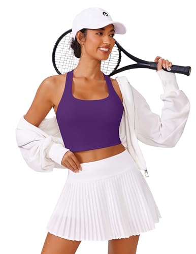 Image of PINSPARK Sports Bra Longline Racerback Tank Tops for Women Padded Workout Yoga Top
