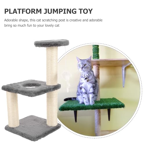 Rascador para Gatos Torre Multinivel con Poste de Sisal Gris miniatura 3