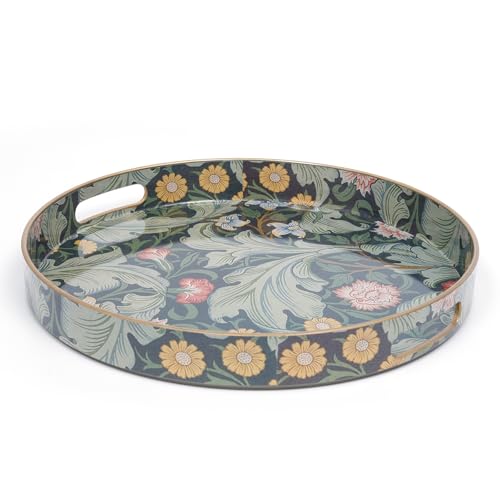 AGIOTA Round Coffee Table Trays, Serving Tray with Handles for Ottoman Coffee Table, Large Tray for Living Room Modern