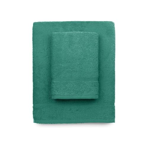 zer0bed Set Asciugamani Bagno 2 Pezzi 100% Cotone Verde Acqua