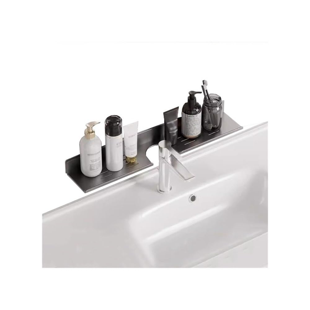 Duschregale Waschbeckenablage über dem Wasserhahn, Organizer aus verdicktem Aluminium, U-förmige Ablage for die Arbeitsplatte (ohne Bohren)(80CM)