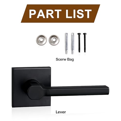 Image of NEWBANG Single Sided Dummy Door Handle for Closet or Pantry, Non-Turning Matte Black Reversible Interior Push /Pull Lever, HD1601-DB-Dummy-15P
