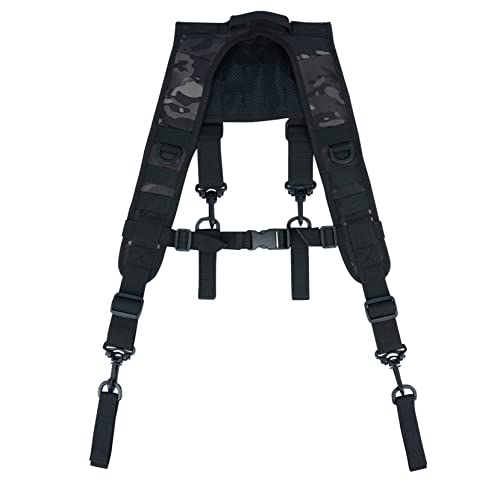 MELOTOUGH Taktischer Outdoor-H-Harness Duty Gürtel Hosenträger (Kampfgürtel nicht im Lieferumfang enthalten), Schwarz Camouflage, L