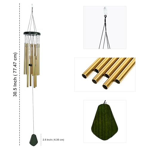 Image of ZAICUS Wind Chimes for Home Balcony - Hanging Bells for Home Decoration - Positive Energy Items- Wind Chimes Feng Shui (12-Pipe)