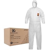 KleenGuard A40 Reflex Liquid & Particle Protection Coveralls (47997), Respirator Fit Hood, Storm Flap Zip Front, Elastic Waist, Wrists & Ankles with Thumb Loops, White, XL, 25 Garments/Case