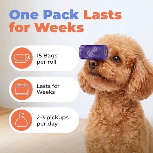 Image of Best Pet Supplies Dog Poop Bags for Waste Refuse Cleanup, Doggy Roll Replacements for Outdoor Puppy Walking and Travel, Leak Proof and Tear Resistant, Thick Plastic - Purple Lavender Scented, 150 Bags
