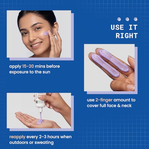 Image of DERMDOC SPF 50 Ultra Violet Brightening Tinted Sunscreen with 4% Niacinamide, 100g | PA +++ | With Purple Tint | Evens Skin Tone | Lightweight | UVA & UVB Protection | Zero White Caste | Strengthens Skin Barrier | Ultra-Light & Non-Greasy