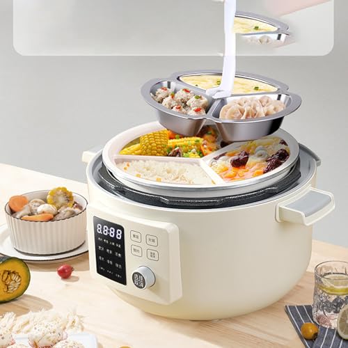 5-Liter Electric Pressure Cooker with 3-Compartment Inner Pot – Supports Cooking, Stewing & Rice Cooking (1 compartment inner liner)