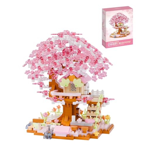 Auspcers Mini Sakura Arbre Maison Construire Bloc, Arbre Sakura Kit de Construction, Mini Bricolage Botanique Artificielles Collection Jeux de...