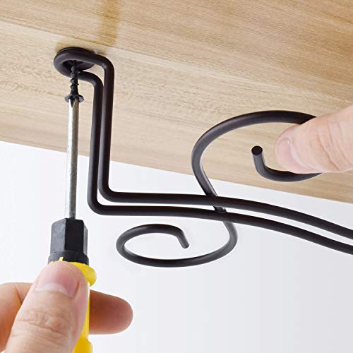 Mocoum 2 Pack Wine Glass Rack Under Cabinet Stemware Rack, Wine Glass Hanger Rack Wire Wine Glass Holder Storage Hanger For Cabinet Kitchen Bar #TOP4